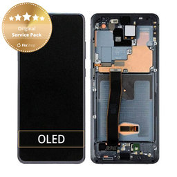 Samsung Galaxy S20 Ultra G988F - Ecran LCD + Sticlă Tactilă + Ramă + Cameră Frontală (Cosmic Black) - GH82-22271A, GH82-22327A Genuine Service Pack