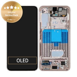 Samsung Galaxy S22 S901B - Ecran LCD + Sticlă Tactilă + Ramă (Pink Gold) - GH82-27520D, GH82-27521D Genuine Service Pack