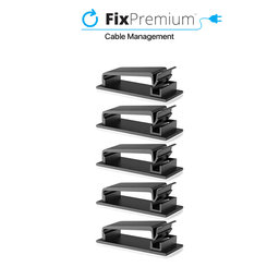 FixPremium - Organizator de cabluri - Clemă pentru cabluri - Set de 3, negru