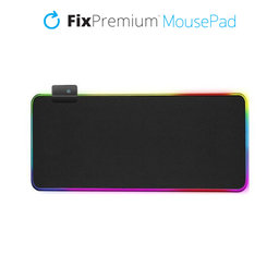 FixPremium - Pad pentru mouse si tastatura cu RGB iluminare de fundal, 90x40cm, negru