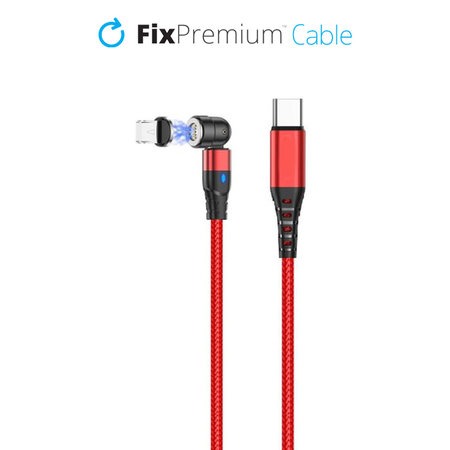 FixPremium - Lightning / USB-C Cablu Magnetic (1m), roșu