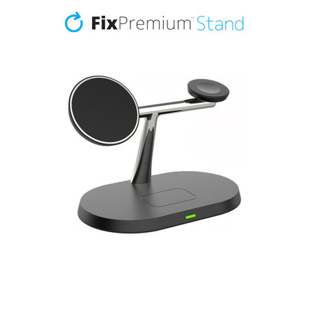 FixPremium - MagSafe Stand 3v1 pentru iPhone, Apple Watch & AirPods, negru