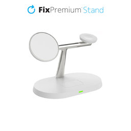 FixPremium - MagSafe Stand 3v1 pentru iPhone, Apple Watch & AirPods, alb