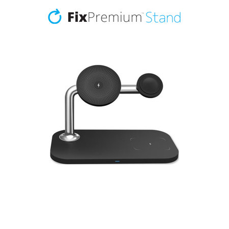 FixPremium - MagSafe Stand 3v1 pentru iPhone, Apple Watch & AirPods, negru