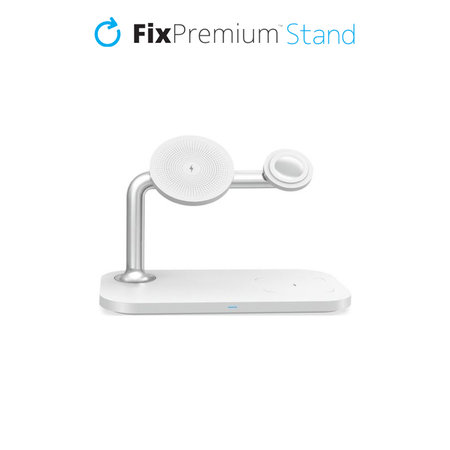 FixPremium - MagSafe Stand 3v1 pentru iPhone, Apple Watch & AirPods, alb