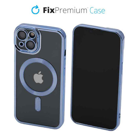 FixPremium - Caz Crystal cu MagSafe pentru iPhone 13 & 14, albastru