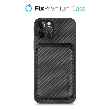 FixPremium - Caz Carbon cu MagSafe Wallet pentru iPhone 12 Pro Max, negru