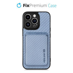 FixPremium - Caz Carbon cu MagSafe Wallet pentru iPhone 13 Pro, albastru