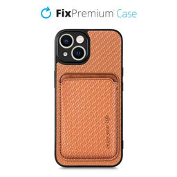 FixPremium - Caz Carbon cu MagSafe Wallet pentru iPhone 13 & 14, maro