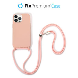 FixPremium - Silicon Caz cu String pentru iPhone 12 Pro Max, roz