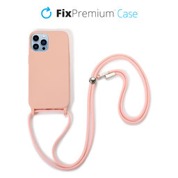 FixPremium - Silicon Caz cu String pentru iPhone 13 Pro, roz