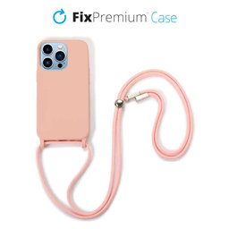 FixPremium - Silicon Caz cu String pentru iPhone 13 Pro Max, roz