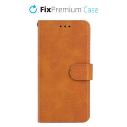 FixPremium - Caz Book Wallet pentru iPhone 12 mini, maro