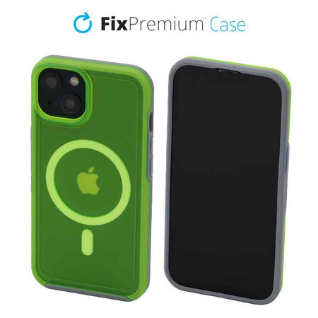 FixPremium - Caz Clear cu MagSafe pentru iPhone 13, neon green