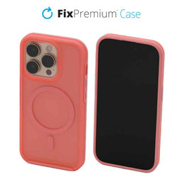 FixPremium - Caz Clear cu MagSafe pentru iPhone 14 Pro, peach pink