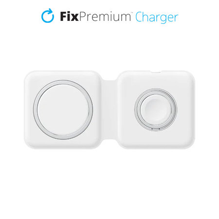 FixPremium - MagSafe Duo pentru iPhone & Apple Watch, alb