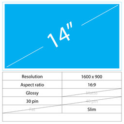 14 LCD Slim Lucios 30 pin HD+