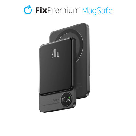 FixPremium - MagSafe PowerBank cu LCD 5000mAh, negru
