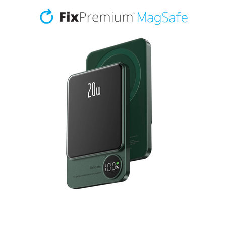 FixPremium - MagSafe PowerBank cu LCD 5000mAh, zelená