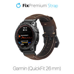 FixPremium - Curea din piele pentru Garmin (QuickFit 26mm), maro