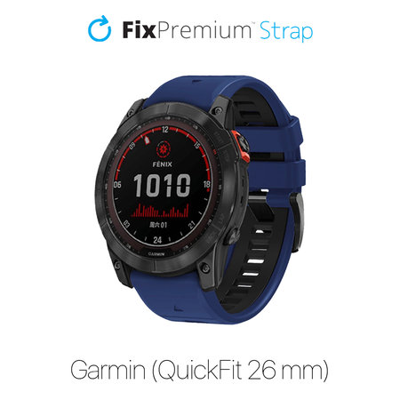 FixPremium - Curea din silicon bicolor pentru Garmin (QuickFit 26mm), albastru