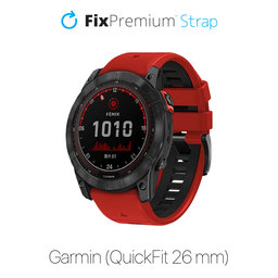 FixPremium - Curea din silicon bicolor pentru Garmin (QuickFit 26mm), roșu