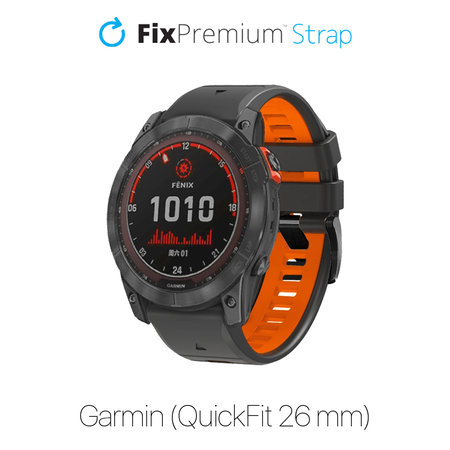 FixPremium - Curea din silicon bicolor pentru Garmin (QuickFit 26mm), gri