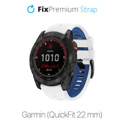 FixPremium - Curea din silicon bicolor pentru Garmin (QuickFit 22mm), alb