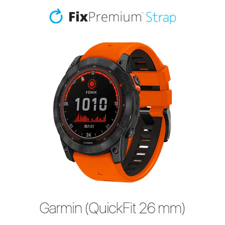 FixPremium - Curea din silicon bicolor pentru Garmin (QuickFit 26mm), portocaliu