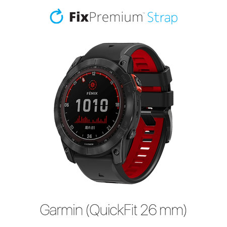 FixPremium - Curea din silicon bicolor pentru Garmin (QuickFit 26mm), negru