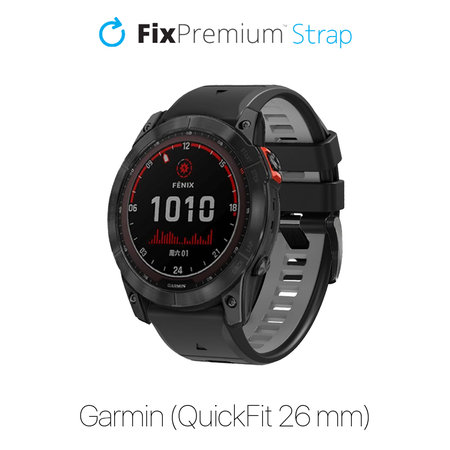 FixPremium - Curea din silicon bicolor pentru Garmin (QuickFit 26mm), negru