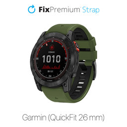 FixPremium - Curea din silicon bicolor pentru Garmin (QuickFit 26mm), verde închis