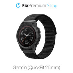 FixPremium - Curea din nailon pentru Garmin (QuickFit 26mm), negru