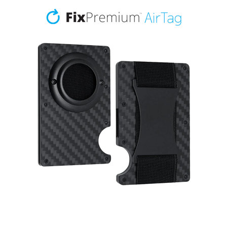 FixPremium - Portofel AirTag Carbon cu curea, negru