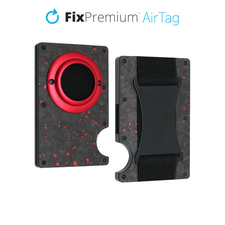 FixPremium - Portofel AirTag Carbon cu curea, roșu