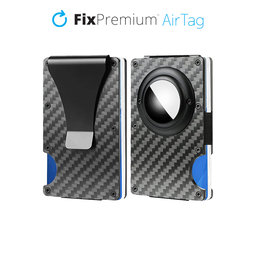 FixPremium - Portofel AirTag Carbon cu clip, negru