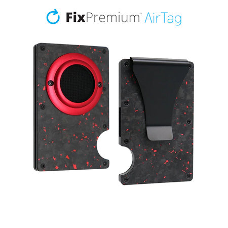 FixPremium - Portofel AirTag Carbon cu clip, roșu