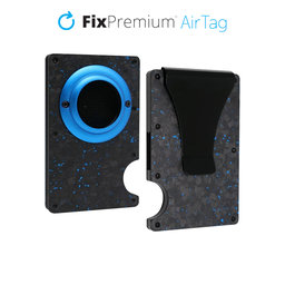 FixPremium - Portofel AirTag Carbon cu clip, albastru