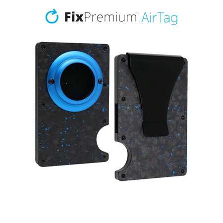 FixPremium - Portofel AirTag Carbon cu clip, albastru