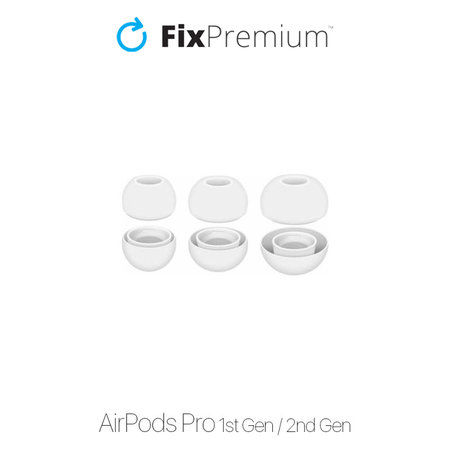 FixPremium - Benzi de cauciuc înlocuibile pentru AirPods Pro - Set 3 buc (L, S, XS), alb