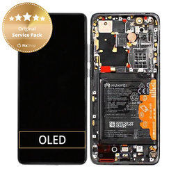 Huawei P40 Pro Plus - Ecran LCD + Sticlă Tactilă + Ramă + Baterie + Senzor de Amprentă (Ceramic Black) - 02353RVJ Genuine Service Pack