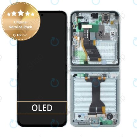 Samsung Galaxy Z Flip 5 F731B - Ecran LCD + Sticlă Tactilă + Ramă (Mint) - GH82-31828D, GH82-31827D Genuine Service Pack