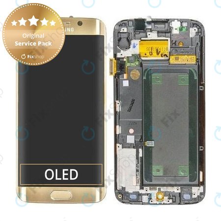 Samsung Galaxy S6 Edge G925F - Ecran LCD + Sticlă Tactilă + Ramă (Gold Platinum) - GH97-17162C, GH97-17317C, GH97-17334C Genuine Service Pack