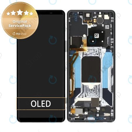 Sony Xperia 5 IV XQ-CQ54 - Ecran LCD + Sticlă Tactilă + Ramă (Black) - A5050962A Genuine Service Pack