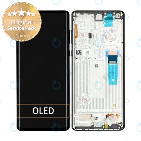 Motorola Edge Plus - Ecran LCD + Sticlă Tactilă + Ramă (Black) - 5D68C16613, 5D68C16473 Genuine Service Pack