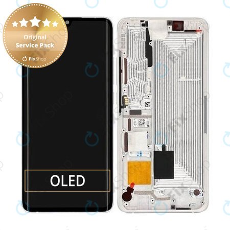 Xiaomi Mi Note 10, Mi Note 10 Pro - Ecran LCD + Sticlă Tactilă + Ramă (Glacier White) - 56000200F400 Genuine Service Pack