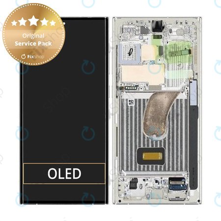 Samsung Galaxy S23 Ultra S918B - Ecran LCD + Sticlă Tactilă + Ramă (Cream) - GH82-30466B, GH82-30465B Genuine Service Pack