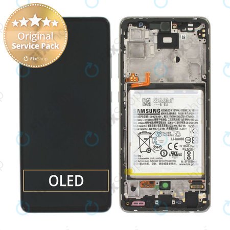 Samsung Galaxy A52 A525F, A526B - Ecran LCD + Sticlă Tactilă + Ramă + Baterie (Awesome White) - GH82-25229D, GH82-25230D Genuine Service Pack