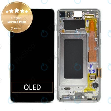 Samsung Galaxy S10 G973F - Ecran LCD + Sticlă Tactilă + Ramă (Silver) - GH82-18850G, GH82-18835G Genuine Service Pack