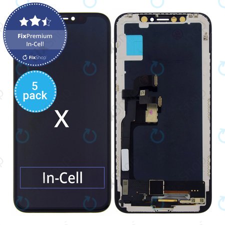 Apple iPhone X - Ecran LCD + Sticlă Tactilă + Ramă In-Cell FixPremium (5buc)